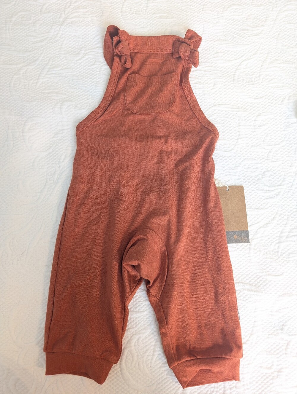 Kyte Baby Bamboo Tie Overall Burnt Orange 12-18 Mo